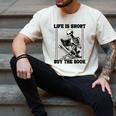 Life Is Short Buy The Book Skeleton Book Lover Reading Men's Comfort Colors T-Shirt Ivory