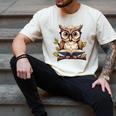 Owl Reading A Book Perched On A Branch Bookworm Men's Comfort Colors T-Shirt Ivory