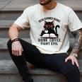 Read Banned Books Drink Coffee Fight Evil Retro Cat Men's Comfort Colors T-Shirt Ivory