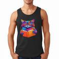 Cat Book Shirt Colorful Cat Reading Book Men Tank Top
