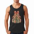 Coquette Christmas Book Tree Xmas Lights Librarian Teacher Men Tank Top