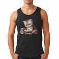 Cute Kitten Bookworm Adorable Cat With Glasses Reading Book Men Tank Top