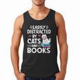 Easily Distracted By Cats And Books Cute Cat And Book Lovers Men Tank Top