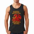 Easily Distracted By Dragons And Books Reading Men Tank Top