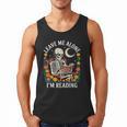Leave Me Alone Skeleton Reading Book Floral Moon Librarian Men Tank Top