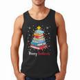 Merry Bookmas Book Christmas Tree Lights Xmas Men Women Kids Men Tank Top