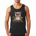 Owl Reading A Book Perched On A Branch Bookworm Men Tank Top