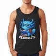 Readsolotl Blue Kawaii Axolotl Book Lover Reading Men Tank Top