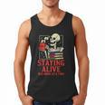 Staying Alive One Book At A Time Skeleton Reading Librarian Men Tank Top Staying Alive One Book At A Time Skeleton Reading Librarian Men Tank Top