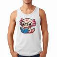 Adorable Book Lover Axolotl With Reading Glasses Cute Men Tank Top