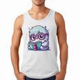 Adorable Book Lover Yeti With Reading Glasses Cute Men Tank Top