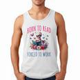 Born To Read Forced To Work Reading Skeleton Bookish Book Men Tank Top