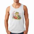 Crocodile Reading Book Watercolor Flowers Kids Men Tank Top