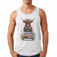 Cute Highland Cow With Book Floral Bookworm Librarian Book Men Tank Top Cute Highland Cow With Book Floral Bookworm Librarian Book Men Tank Top