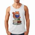 Cute Kawaii Kids Reading Books Glasses Red Panda Lover Men Tank Top