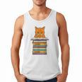 Cute Orange Tabby Cat Reading On Pile Of Books Men Tank Top
