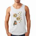 Cute Reading Cat With Kitten Dandelion Flowers Book Lover Men Tank Top