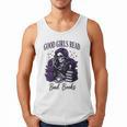 Good Girls Read Bad Books Sarcastic Skeleton Goth Skull Men Tank Top