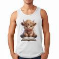 Highland Cow Reading Book Bookworm Men Tank Top