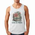 Leer ES Poder Cute Floral Spanish Teacher Book Reading Men Tank Top