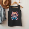 Adorable Book Lover Maine Coon Cat With Reading Glasses Cute Men Tank Top