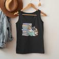 Cat On Books Pets Cats Reading Book Nerd Read Reader Bookcat Men Tank Top