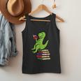 Dino Reading Read Reading Librarian Book Men Boys Kids Men Tank Top