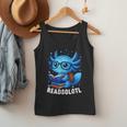 Readsolotl Blue Kawaii Axolotl Book Lover Reading Men Tank Top