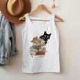 Cat And Books Flowers Reading Club Cat Lover Bookworm Men Tank Top Cat And Books Flowers Reading Club Cat Lover Bookworm Men Tank Top