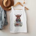 Cute Highland Cow With Book Floral Bookworm Librarian Book Men Tank Top Cute Highland Cow With Book Floral Bookworm Librarian Book Men Tank Top