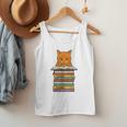 Cute Orange Tabby Cat Reading On Pile Of Books Men Tank Top