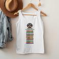 Cute Wiener Dog Dachshund Reading On Pile Of Books Men Tank Top Cute Wiener Dog Dachshund Reading On Pile Of Books Men Tank Top