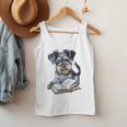 Nerdy Schnauzer Dog Book Lover Glasses Cute Pet For Men Women Kids Men Tank Top