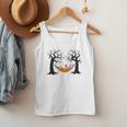 Skeleton Reading Book In Hammock Halloween Reader Men Tank Top