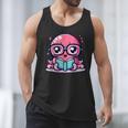 Adorable Book Lover Octopus With Reading Glasses Cute Men Tank Top