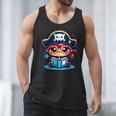 Adorable Book Lover Pirate With Reading Glasses Cute Men Tank Top