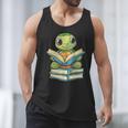 Adorable Turtle Reading Books Men Tank Top