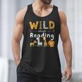 Animal Print Read A Book Character Kids Wild About Reading Men Tank Top