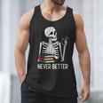 Never Better Skeleton Read Reading Book Librarian Men Women Men Tank Top