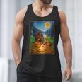 Bigfoot And Alien Reading Books Campfire Halloween Men Tank Top
