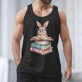 Books Bookworm Reader Book Cute Reading Bunny With Glasses Men Tank Top