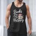 Books Are My Therapy Book Lover Coffee Books Flowers Bookish Men Tank Top
