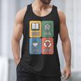 Books Yarn Coffee Repeat Crocheting Men Tank Top