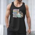 Cat On Books Pets Cats Reading Book Nerd Read Reader Bookcat Men Tank Top