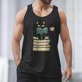 Cat Reading Book Men Tank Top