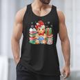 Christmas Gingerbread Man Reading Book Snowflake Teacher Men Tank Top
