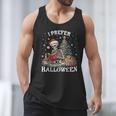 Christmas Outfit I Prefer Halloween Book Reading Skeleton Men Tank Top