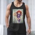 The Crimson Crescent 90s Retro Comic Book Superheroine Art Men Tank Top