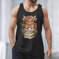 Cute Baby Highland Cow Reading Book Librarian Bookworm Men Tank Top