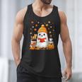 Cute Beanie Ghost Bookworm Cozy Book Reading Halloween Men Tank Top